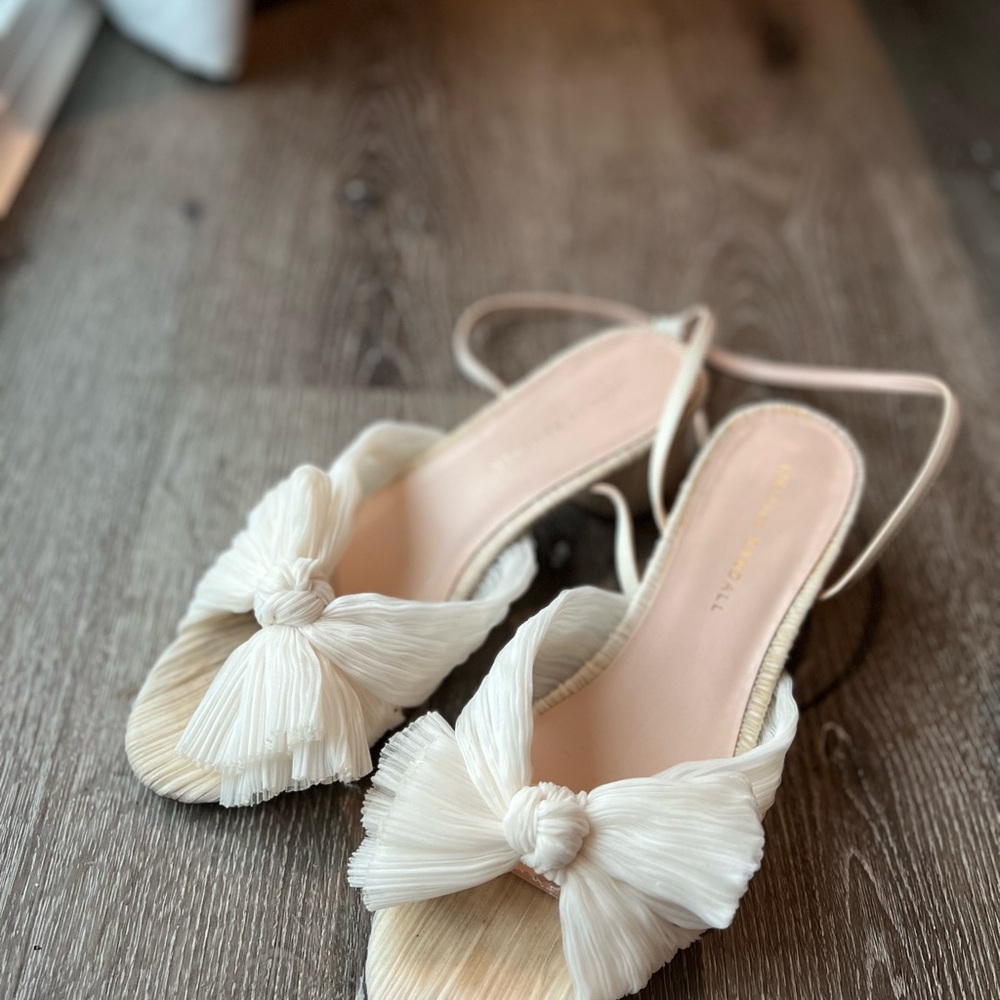 Loeffler Randall White Sandals with Decorative Bow